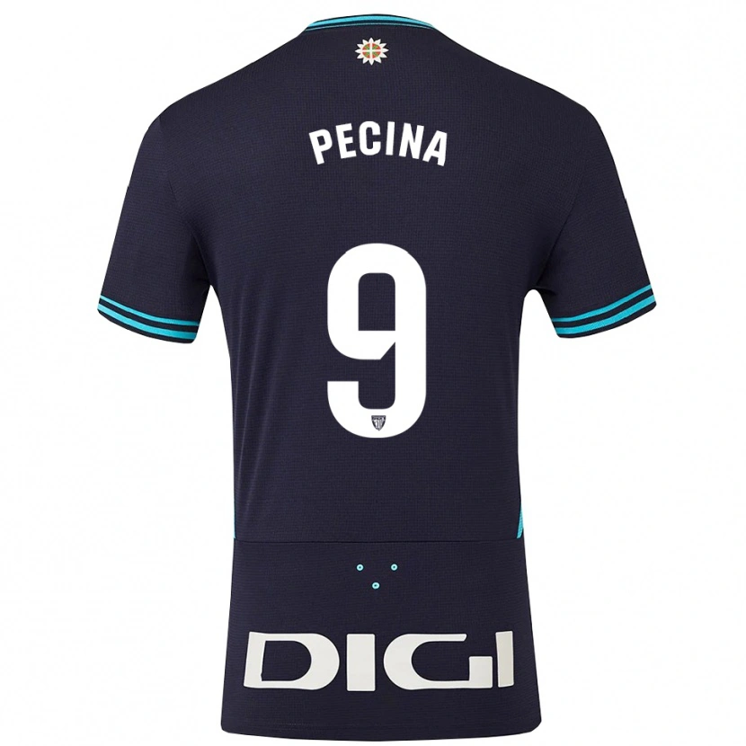 Danxen Bambino Maglia Ander Peciña #9 Blu Scuro Azzurro Kit Gara Away 2025/26 Maglietta