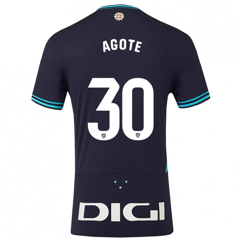 Danxen Bambino Maglia Daniela Agote Aguirre #30 Blu Scuro Azzurro Kit Gara Away 2025/26 Maglietta