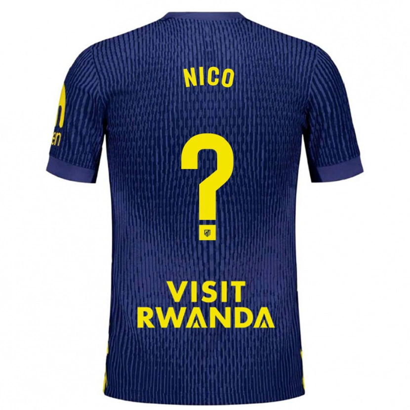 Danxen Bambino Maglia Nico Fernández #0 Blu Scuro Giallo Kit Gara Away 2025/26 Maglietta