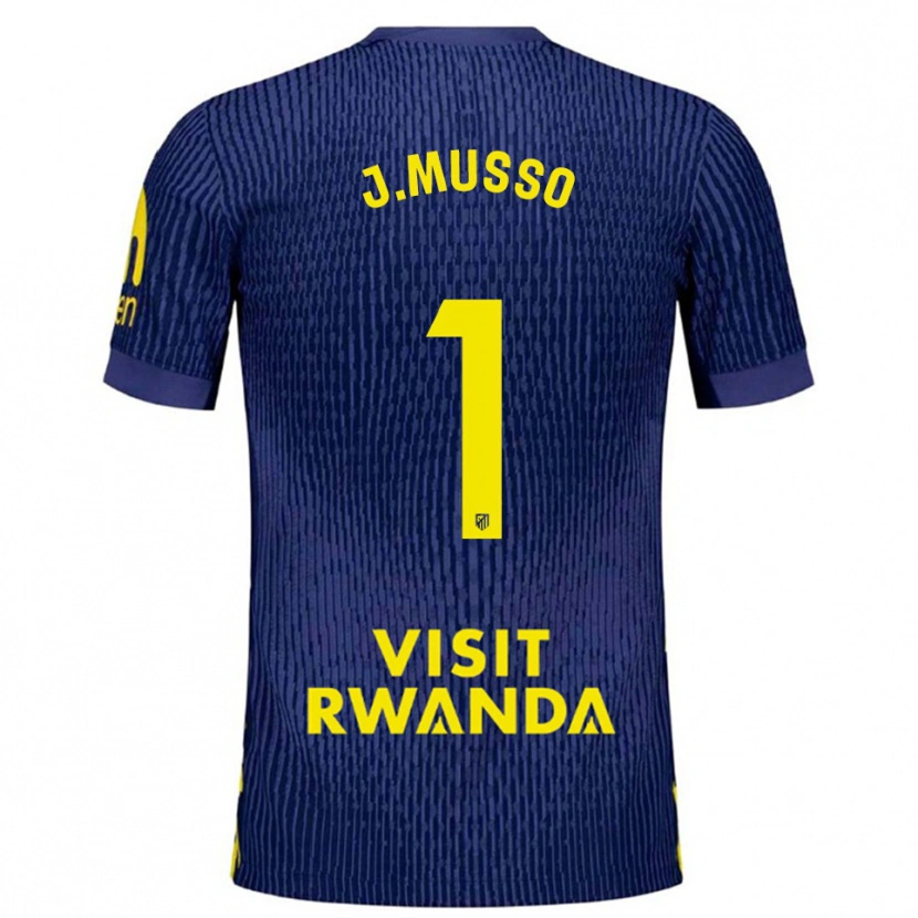 Danxen Bambino Maglia Juan Musso #1 Blu Scuro Giallo Kit Gara Away 2025/26 Maglietta