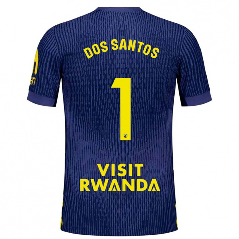 Danxen Bambino Maglia Alex Dos Santos #1 Blu Scuro Giallo Kit Gara Away 2025/26 Maglietta
