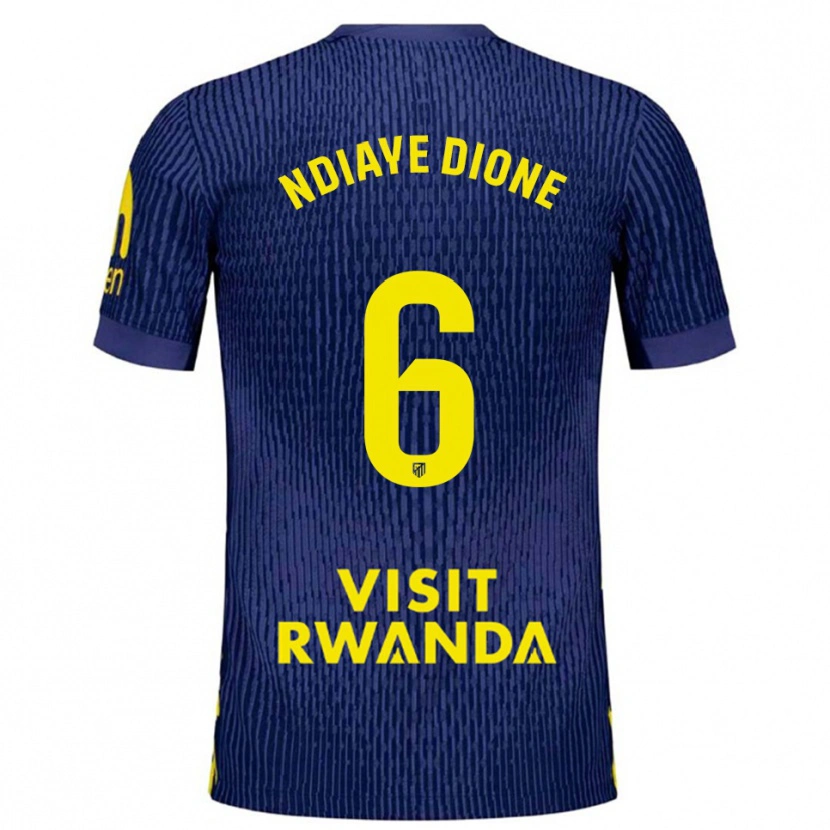 Danxen Bambino Maglia Assane Ndiaye Dione #6 Blu Scuro Giallo Kit Gara Away 2025/26 Maglietta