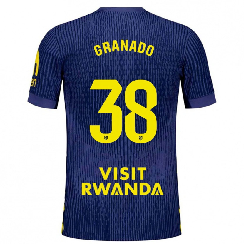 Danxen Bambino Maglia Adrian Granado #38 Blu Scuro Giallo Kit Gara Away 2025/26 Maglietta