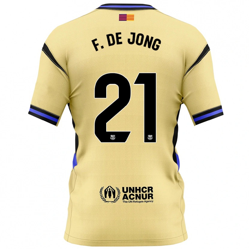 Danxen Bambino Maglia Frenkie De Jong #21 Giallo Nero Kit Gara Away 2025/26 Maglietta