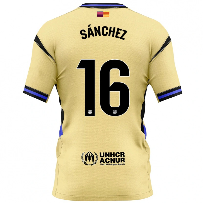 Danxen Bambino Maglia Edu Sánchez #16 Giallo Nero Kit Gara Away 2025/26 Maglietta