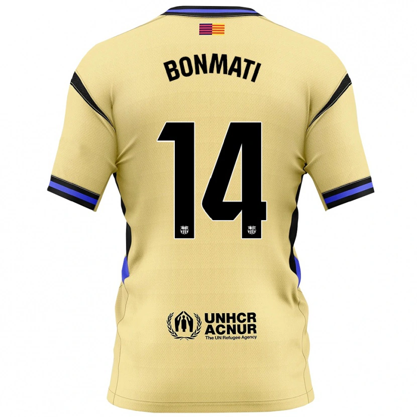 Danxen Bambino Maglia Aitana Bonmati #14 Giallo Nero Kit Gara Away 2025/26 Maglietta