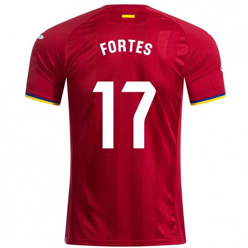Danxen Bambino Maglia Joel Fortes #17 Rosso Giallo Blu Kit Gara Away 2025/26 Maglietta