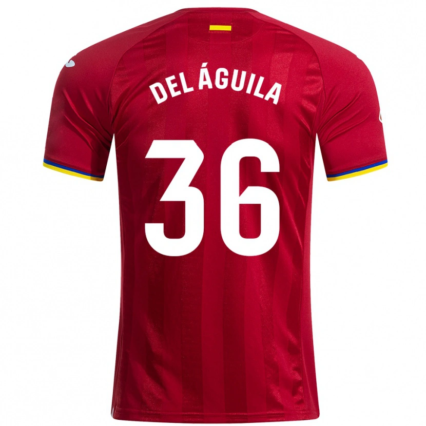 Danxen Bambino Maglia Ángel Del Águila #36 Rosso Giallo Blu Kit Gara Away 2025/26 Maglietta