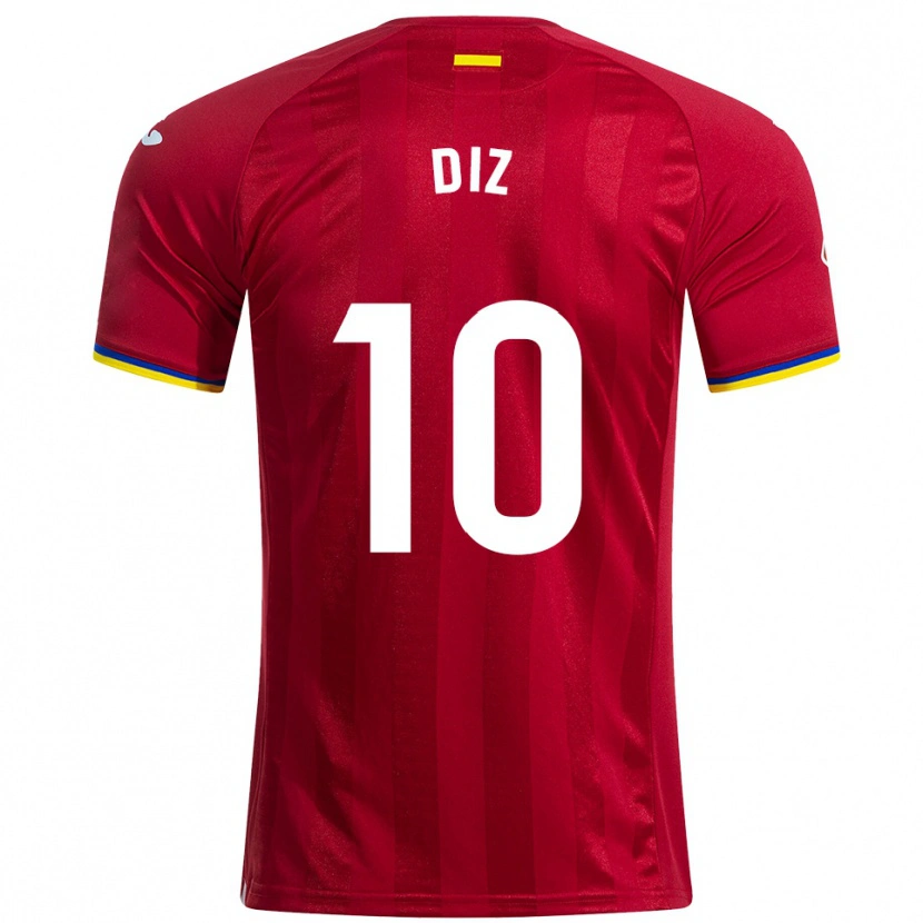 Danxen Bambino Maglia Rafa Diz #10 Rosso Giallo Blu Kit Gara Away 2025/26 Maglietta