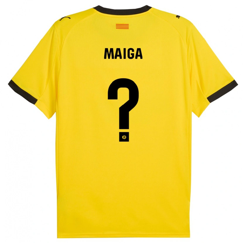 Danxen Bambino Maglia Zakarya Maiga #0 Giallo Nero Kit Gara Away 2025/26 Maglietta