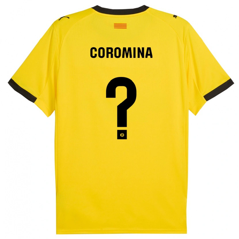 Danxen Bambino Maglia Arnau Coromina #0 Giallo Nero Kit Gara Away 2025/26 Maglietta