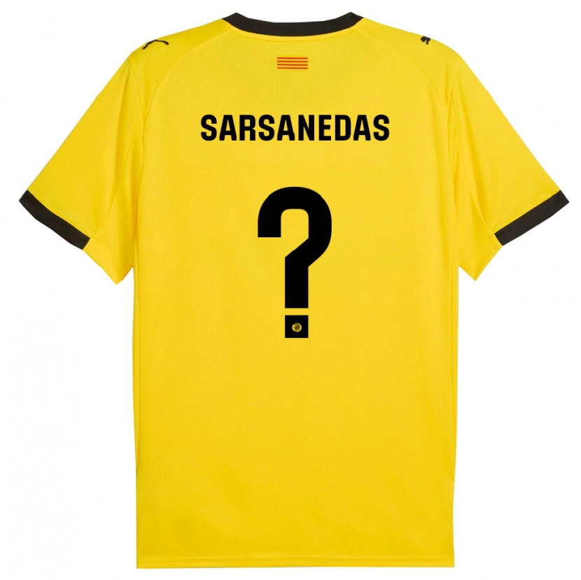 Danxen Bambino Maglia Joao Sarsanedas #0 Giallo Nero Kit Gara Away 2025/26 Maglietta