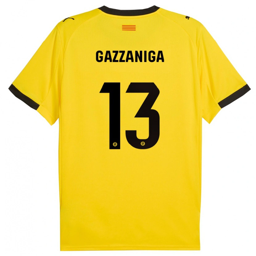 Danxen Bambino Maglia Paulo Gazzaniga #13 Giallo Nero Kit Gara Away 2025/26 Maglietta