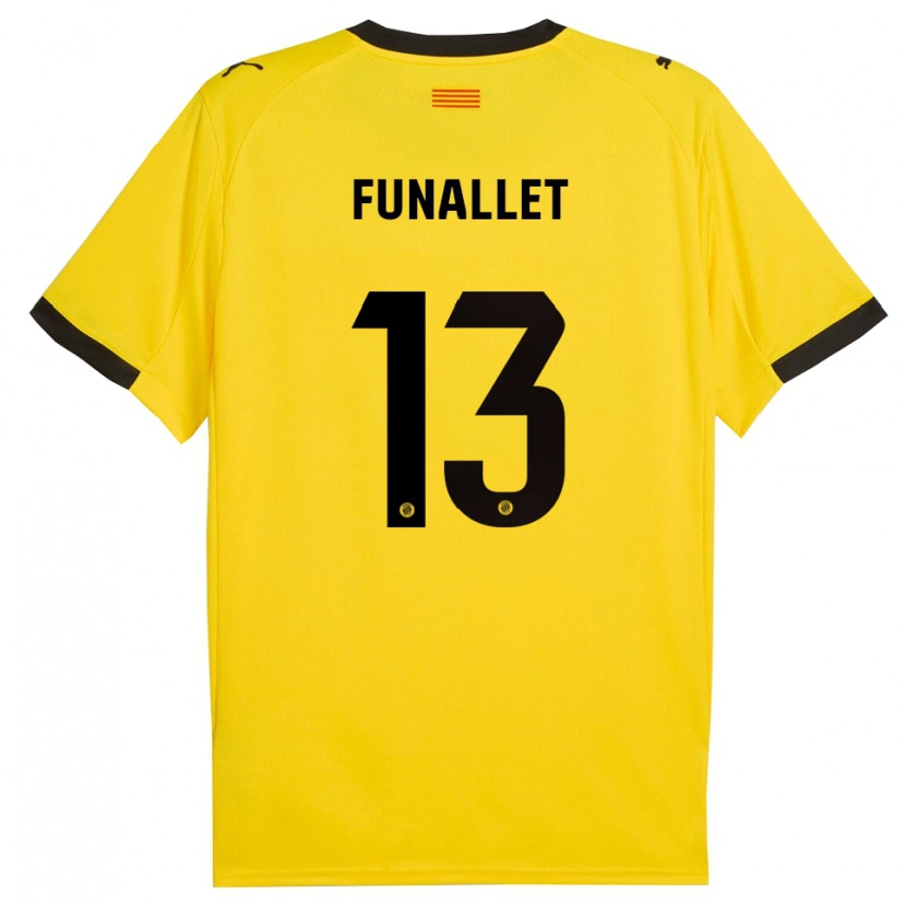 Danxen Bambino Maglia Pau Funallet #13 Giallo Nero Kit Gara Away 2025/26 Maglietta