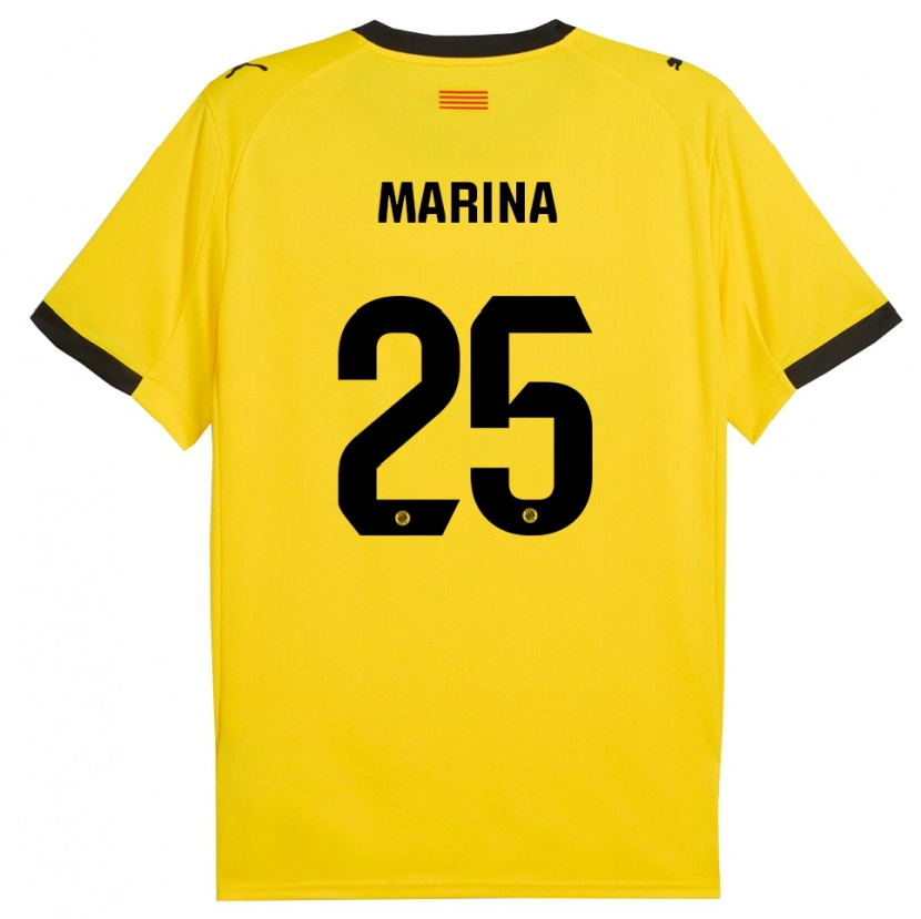 Danxen Bambino Maglia Sergi Marina #25 Giallo Nero Kit Gara Away 2025/26 Maglietta