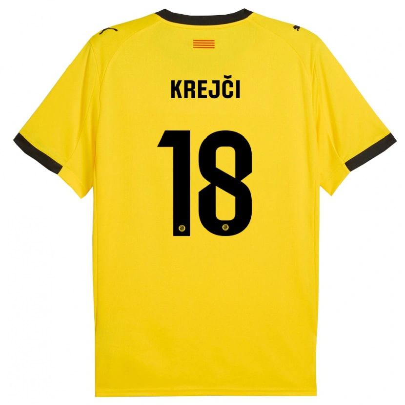 Danxen Bambino Maglia Ladislav Krejci #18 Giallo Nero Kit Gara Away 2025/26 Maglietta