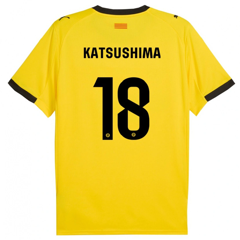 Danxen Bambino Maglia Shinnosuke Katsushima #18 Giallo Nero Kit Gara Away 2025/26 Maglietta