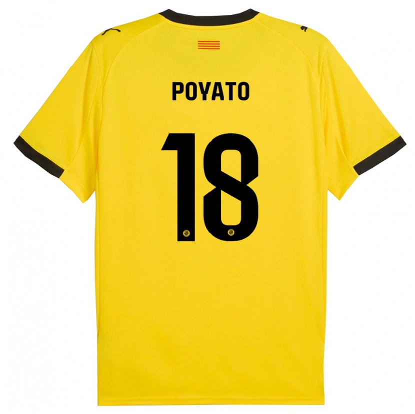 Danxen Bambino Maglia Marina Poyato #18 Giallo Nero Kit Gara Away 2025/26 Maglietta