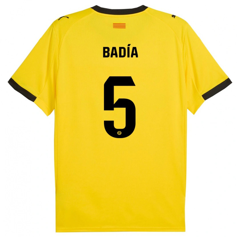 Danxen Bambino Maglia Guillem Badia #5 Giallo Nero Kit Gara Away 2025/26 Maglietta