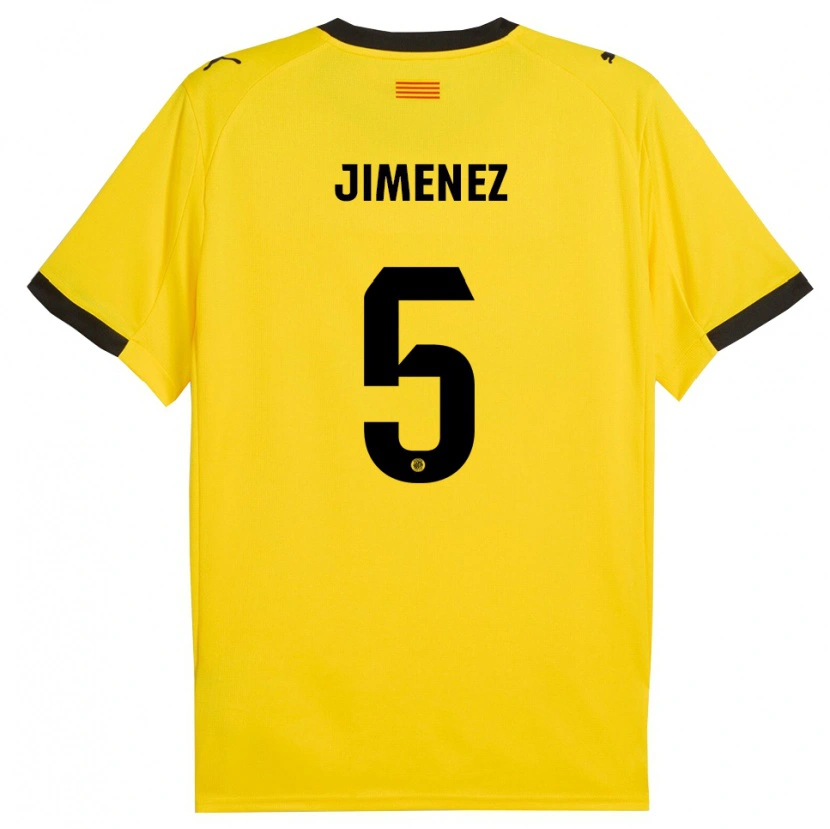 Danxen Bambino Maglia Ángela Jiménez #5 Giallo Nero Kit Gara Away 2025/26 Maglietta