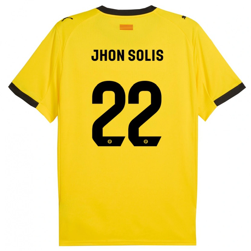 Danxen Bambino Maglia Jhon Solís #22 Giallo Nero Kit Gara Away 2025/26 Maglietta