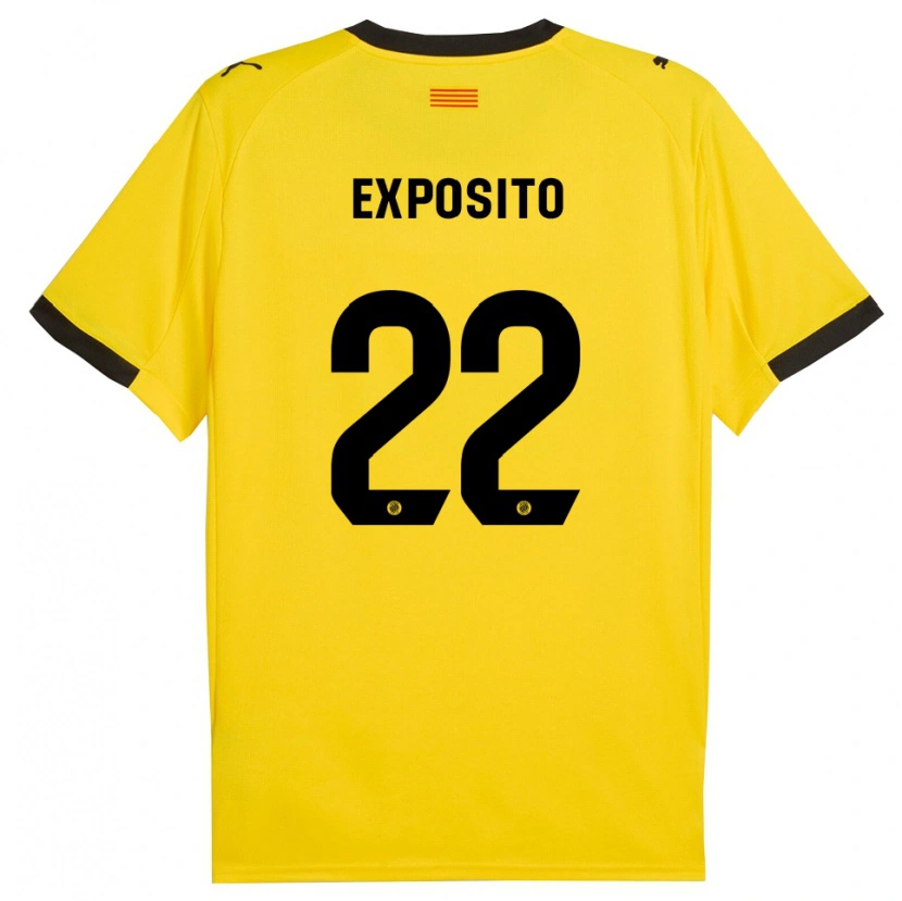 Danxen Bambino Maglia Samu Expósito #22 Giallo Nero Kit Gara Away 2025/26 Maglietta