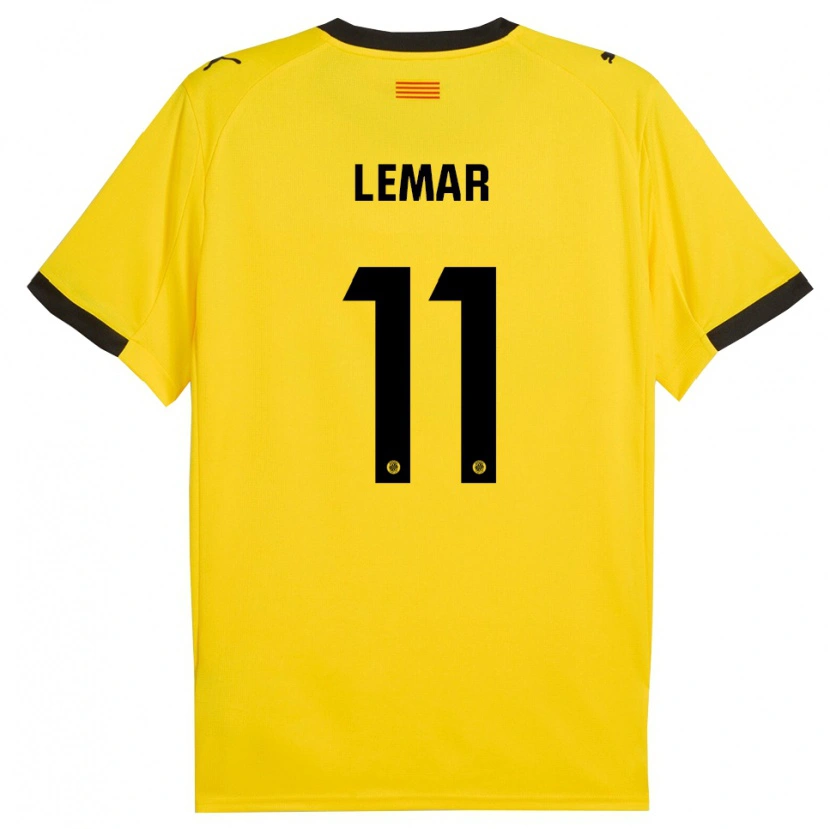 Danxen Bambino Maglia Thomas Lemar #11 Giallo Nero Kit Gara Away 2025/26 Maglietta