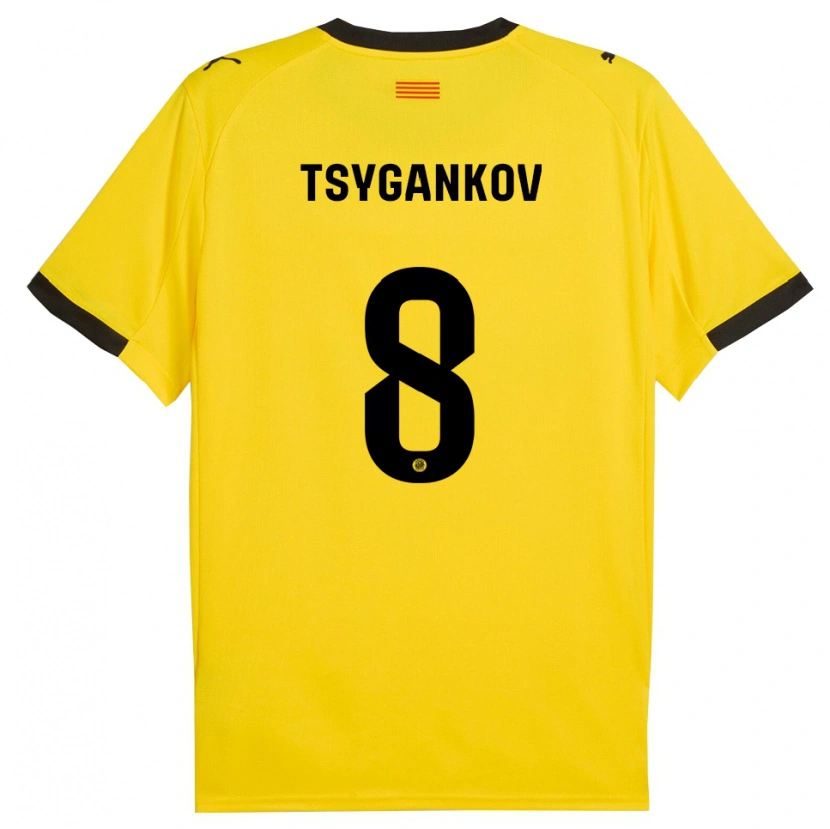 Danxen Bambino Maglia Viktor Tsygankov #8 Giallo Nero Kit Gara Away 2025/26 Maglietta