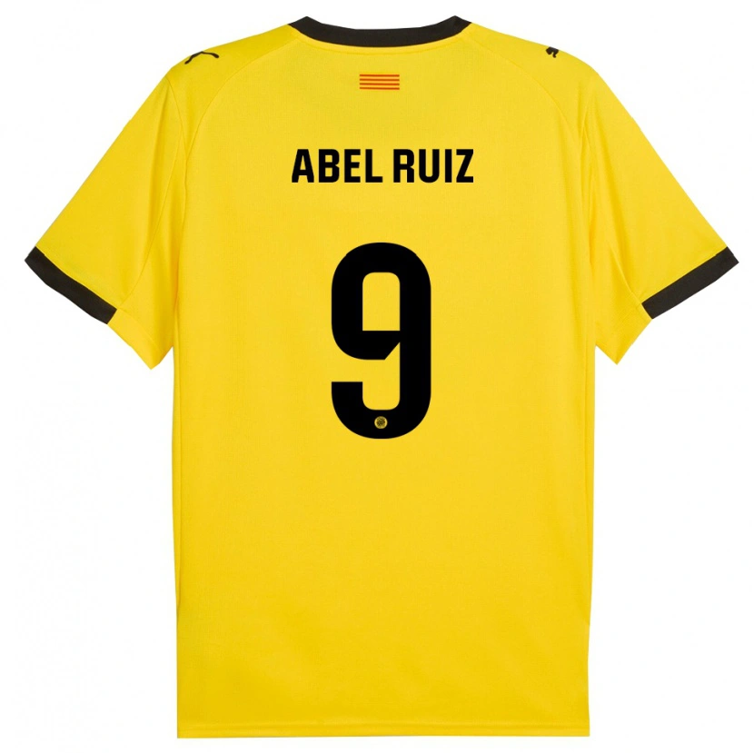 Danxen Bambino Maglia Abel Ruiz #9 Giallo Nero Kit Gara Away 2025/26 Maglietta