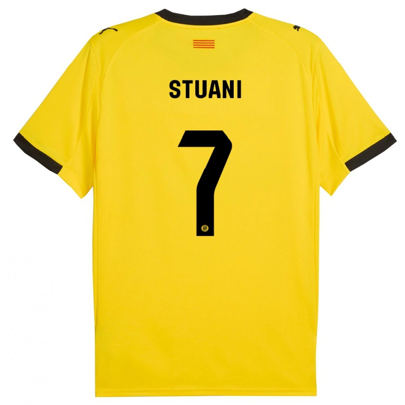 Danxen Bambino Maglia Cristhian Stuani #7 Giallo Nero Kit Gara Away 2025/26 Maglietta