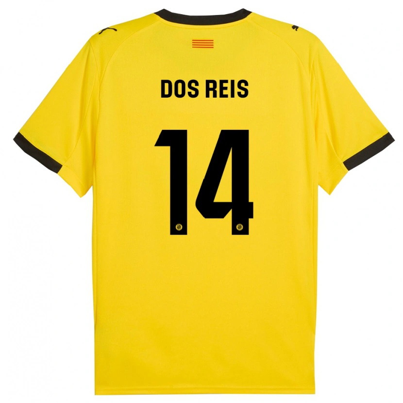 Danxen Bambino Maglia Leo Dos Reis #14 Giallo Nero Kit Gara Away 2025/26 Maglietta