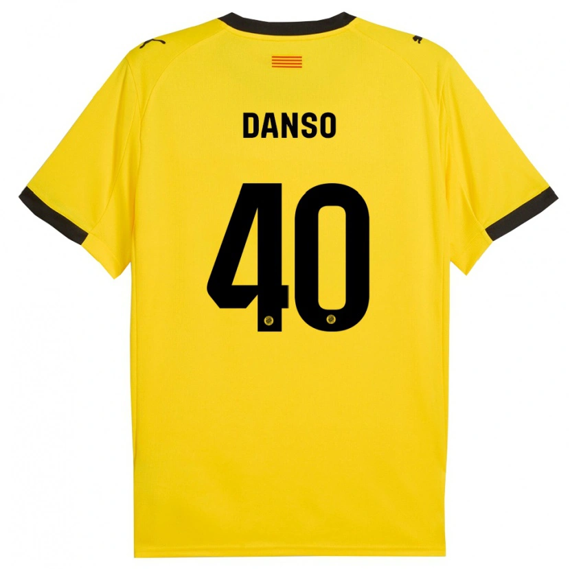 Danxen Bambino Maglia Jordi Danso #40 Giallo Nero Kit Gara Away 2025/26 Maglietta