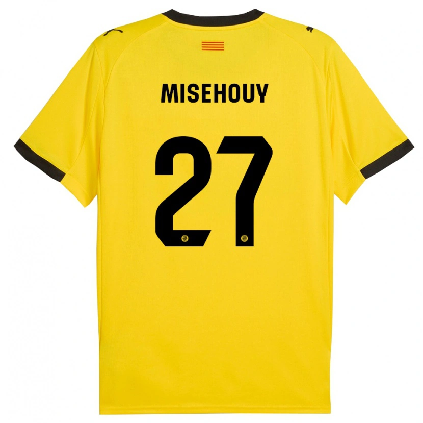 Danxen Bambino Maglia Gabriel Misehouy #27 Giallo Nero Kit Gara Away 2025/26 Maglietta