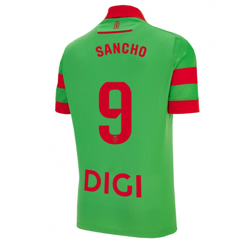 Danxen Bambino Maglia Dani Sancho #9 Verde Rosso Kit Gara Away 2025/26 Maglietta