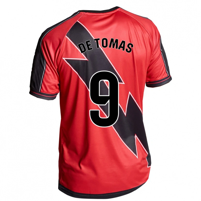 Danxen Bambino Maglia Raúl De Tomás #9 Rosso Nero Kit Gara Away 2025/26 Maglietta