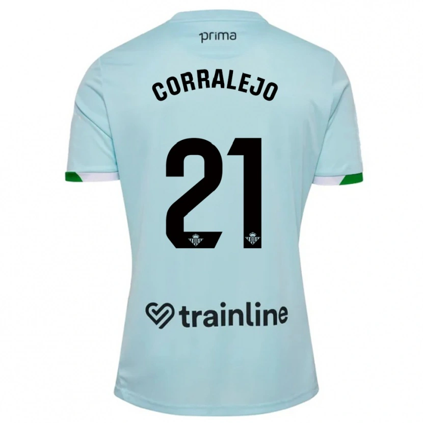 Danxen Bambino Maglia Iván Corralejo #21 Azzurro Verde Kit Gara Away 2025/26 Maglietta