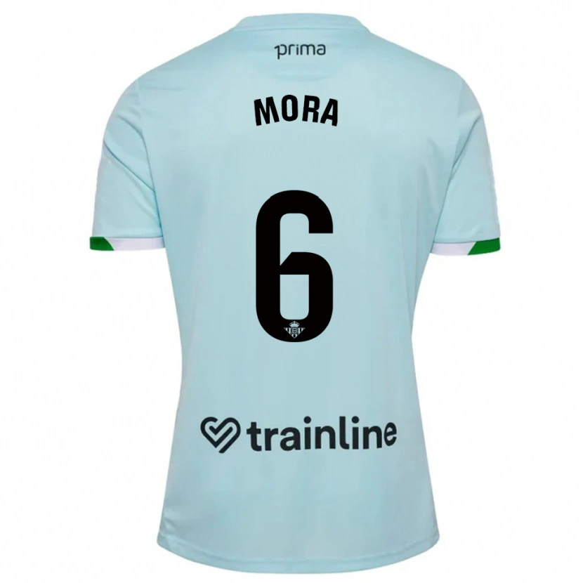 Danxen Bambino Maglia Marcos Mora #6 Azzurro Verde Kit Gara Away 2025/26 Maglietta