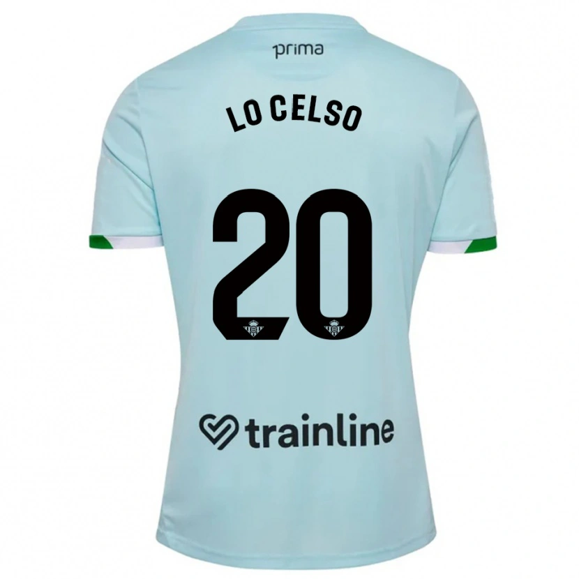 Danxen Bambino Maglia Giovani Lo Celso #20 Azzurro Verde Kit Gara Away 2025/26 Maglietta