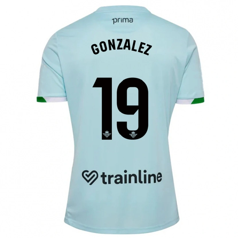 Danxen Bambino Maglia Juan González #19 Azzurro Verde Kit Gara Away 2025/26 Maglietta