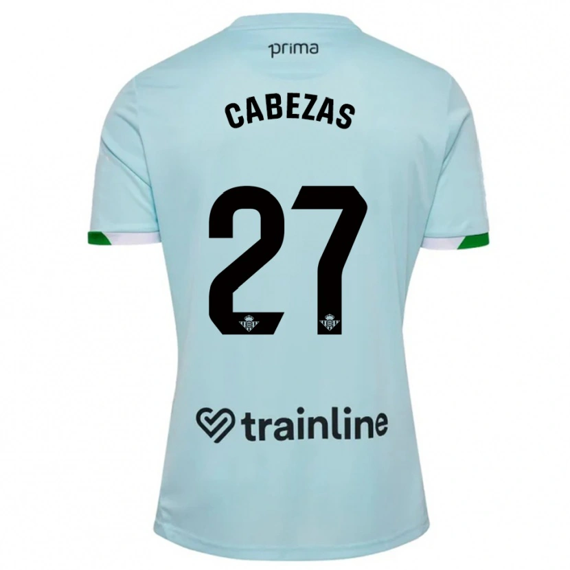 Danxen Bambino Maglia Ángela Cabezas #27 Azzurro Verde Kit Gara Away 2025/26 Maglietta
