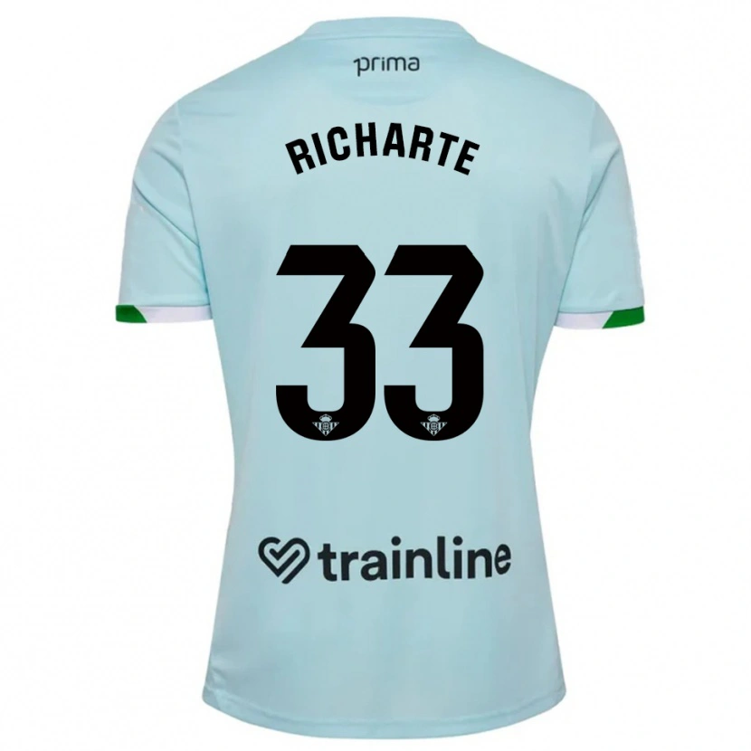 Danxen Bambino Maglia Rubén Richarte #33 Azzurro Verde Kit Gara Away 2025/26 Maglietta
