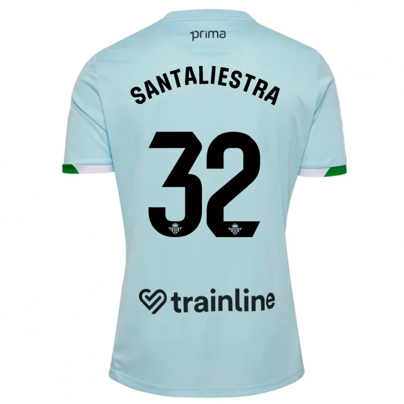 Danxen Bambino Maglia Carla Santaliestra #32 Azzurro Verde Kit Gara Away 2025/26 Maglietta