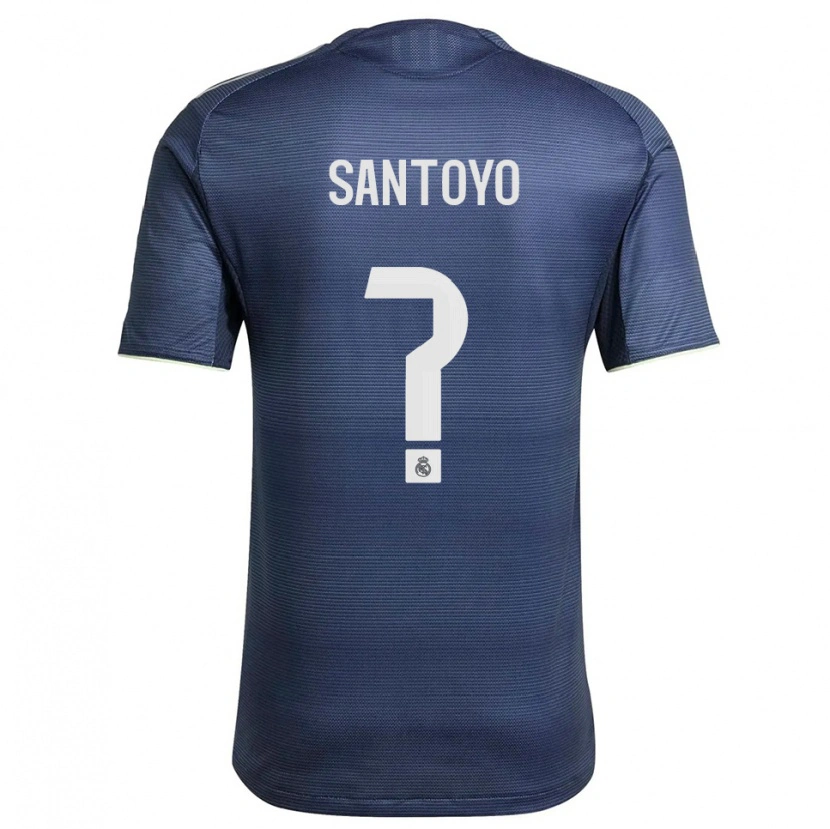 Danxen Bambino Maglia Asier Santoyo #0 Blu Scuro Argento Kit Gara Away 2025/26 Maglietta