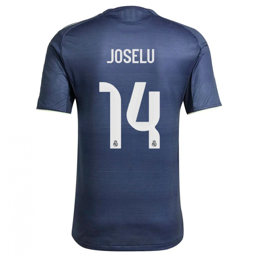 Danxen Bambino Maglia Joselu #14 Blu Scuro Argento Kit Gara Away 2025/26 Maglietta