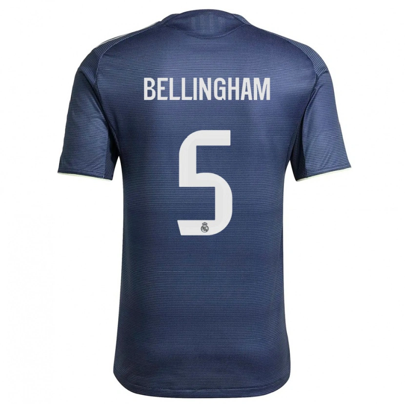 Danxen Bambino Maglia Jude Bellingham #5 Blu Scuro Argento Kit Gara Away 2025/26 Maglietta