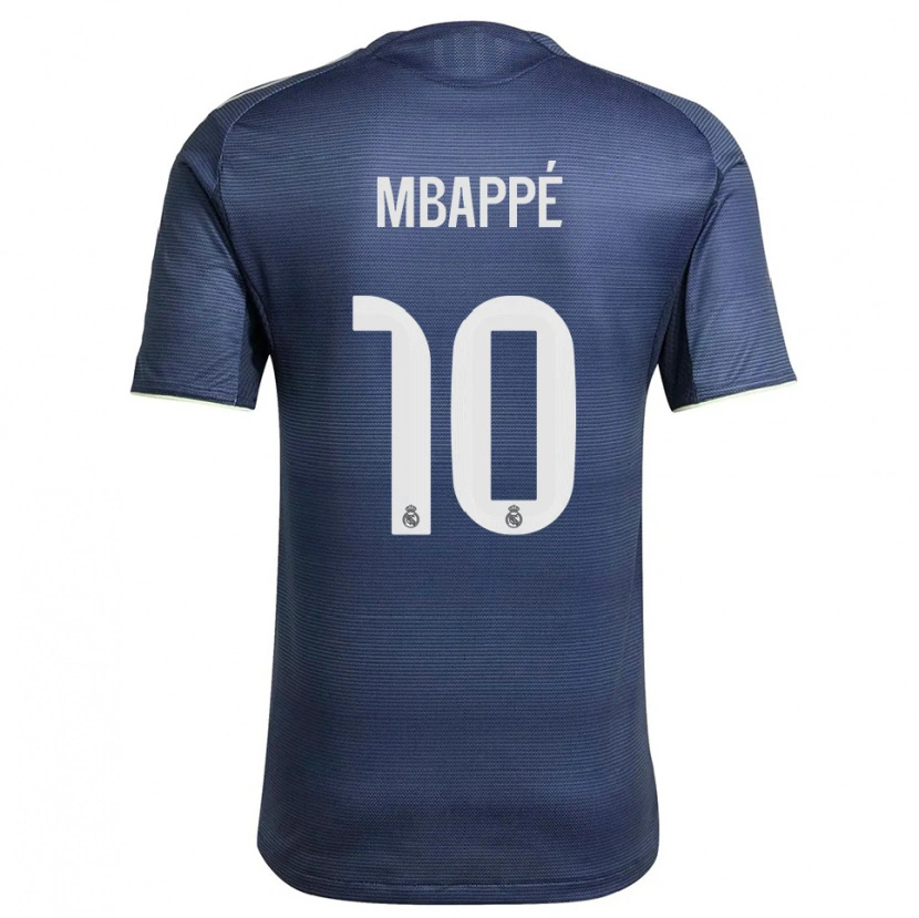 Danxen Bambino Maglia Kylian Mbappé #10 Blu Scuro Argento Kit Gara Away 2025/26 Maglietta