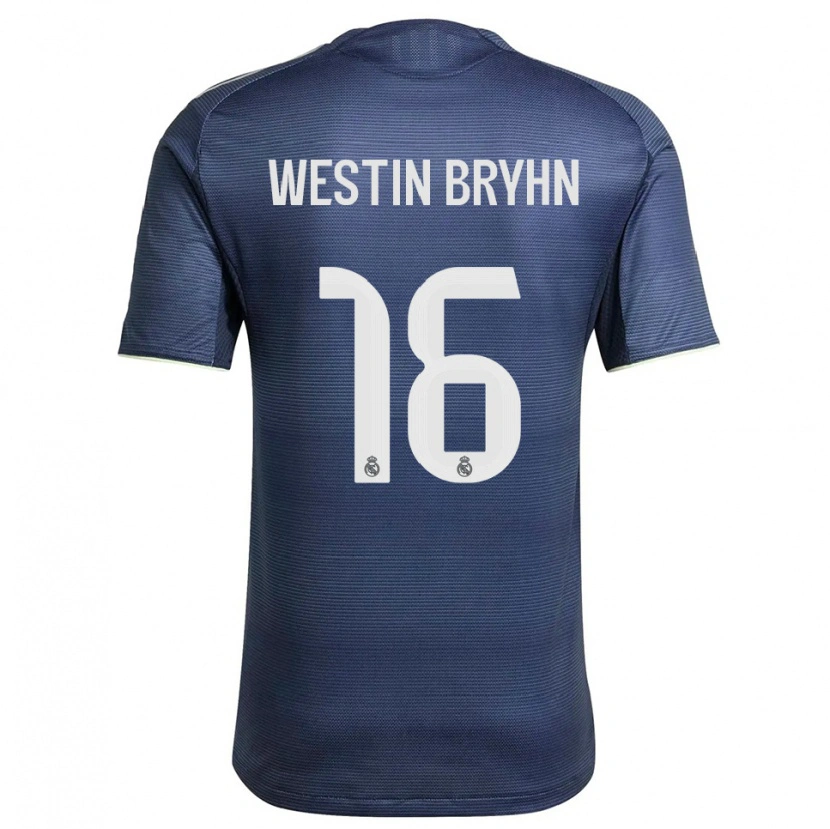 Danxen Bambino Maglia Leon Westin Bryhn #16 Blu Scuro Argento Kit Gara Away 2025/26 Maglietta