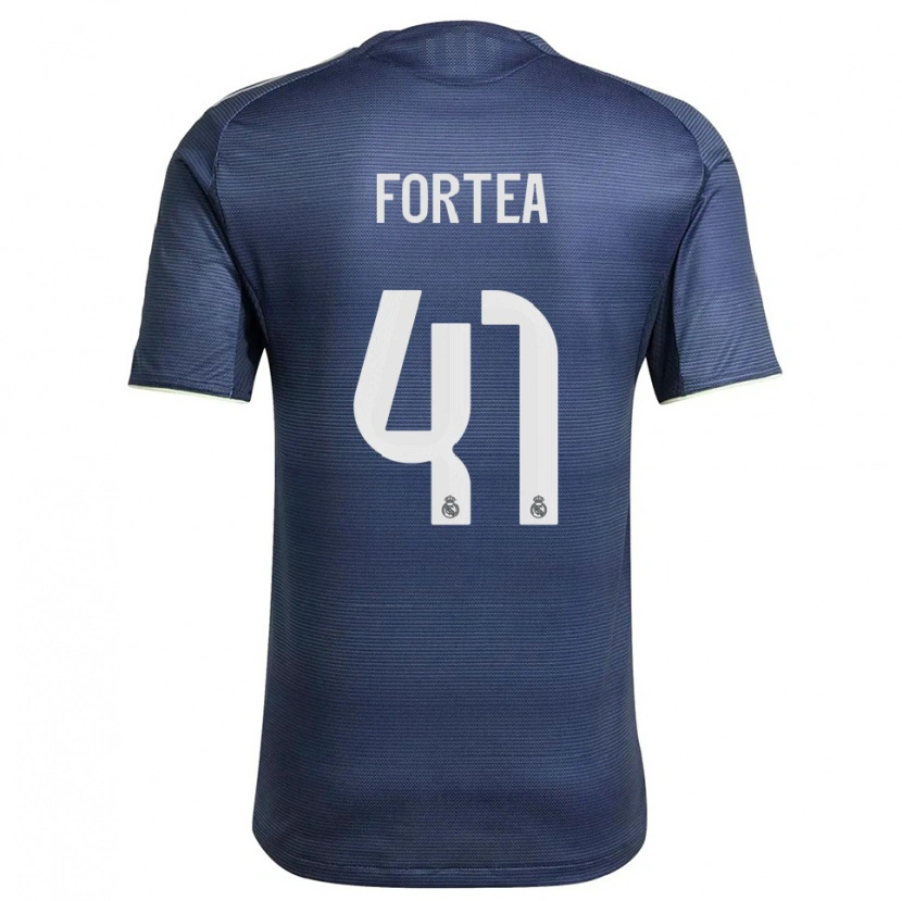 Danxen Bambino Maglia Jesús Fortea #41 Blu Scuro Argento Kit Gara Away 2025/26 Maglietta