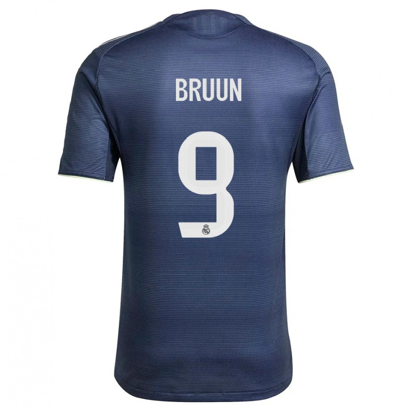 Danxen Bambino Maglia Signe Bruun #9 Blu Scuro Argento Kit Gara Away 2025/26 Maglietta