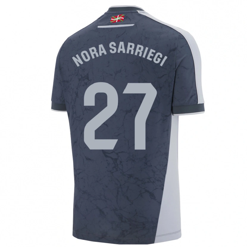 Danxen Bambino Maglia Nora Sarriegi Galdos #27 Blu Scuro Bianco Kit Gara Away 2025/26 Maglietta